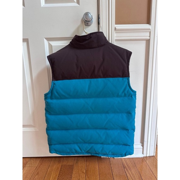 Patagonia Bivy Puffer Vest Full Zip Goose Down Khaki Blue Brown Men's large L - Picture 3 of 11